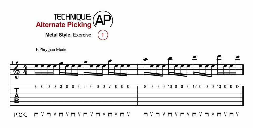 Alternate Picking · Metal · Ex.01