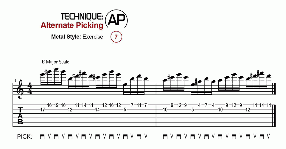 Alternate Picking · Metal · Ex.07