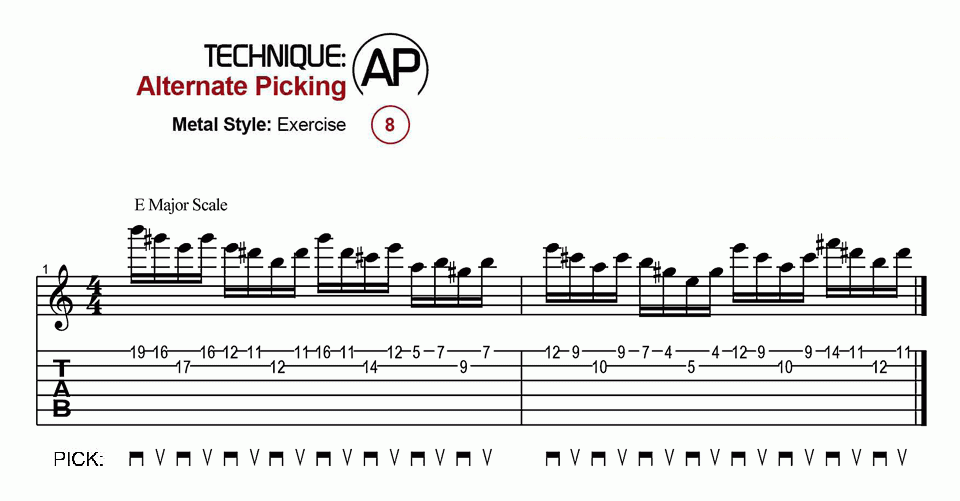 Alternate Picking · Metal · Ex.08