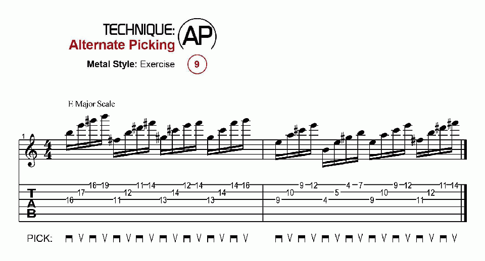 Alternate Picking · Metal · Ex.09
