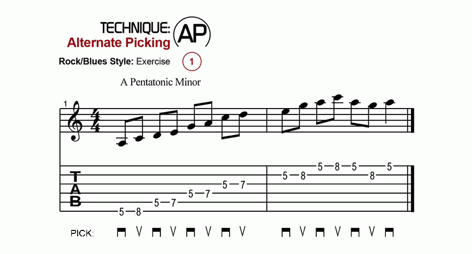 Alternate Picking · Rock · Ex.01