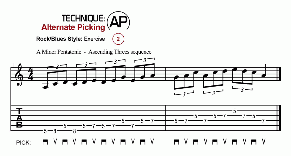 Alternate Picking · Rock · Ex.02