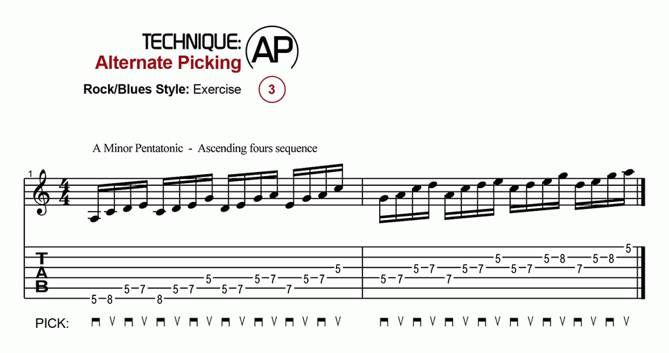 Alternate Picking · Rock · Ex.03