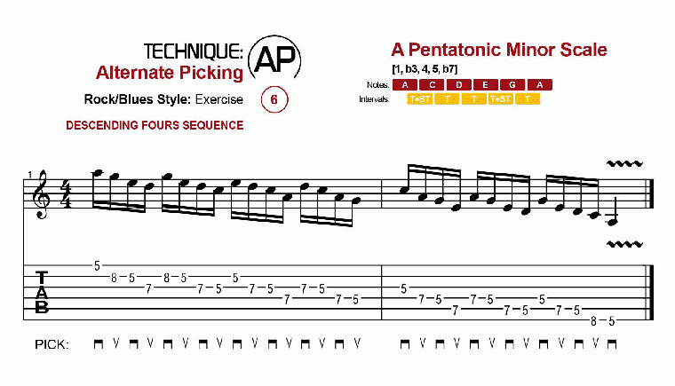 Alternate Picking · Rock · Ex.06