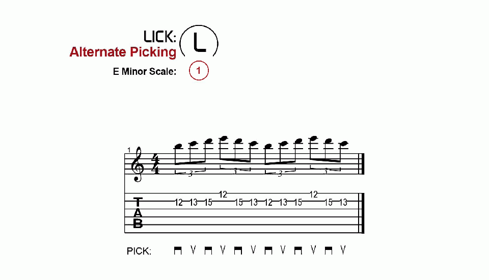 Licks · Alternate Picking · Ex. 01