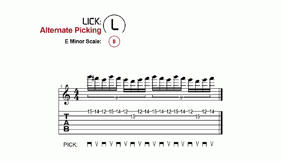Licks · Alternate Picking · Ex. 08
