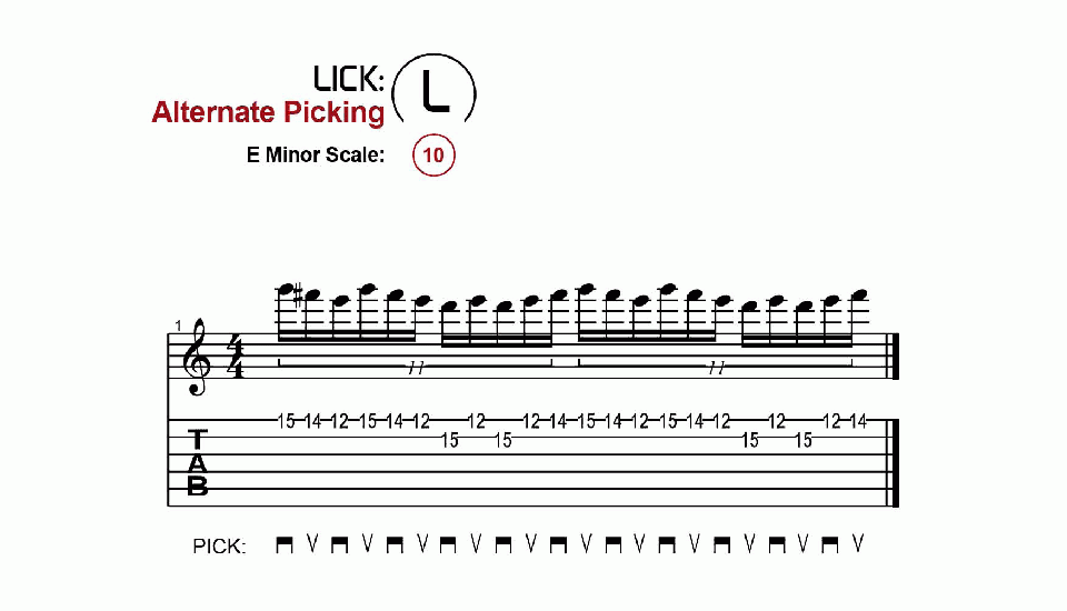 Licks · Alternate Picking · Ex. 10
