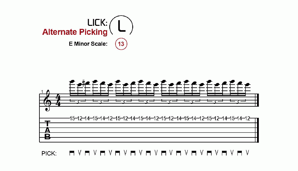 Licks · Alternate Picking · Ex. 13