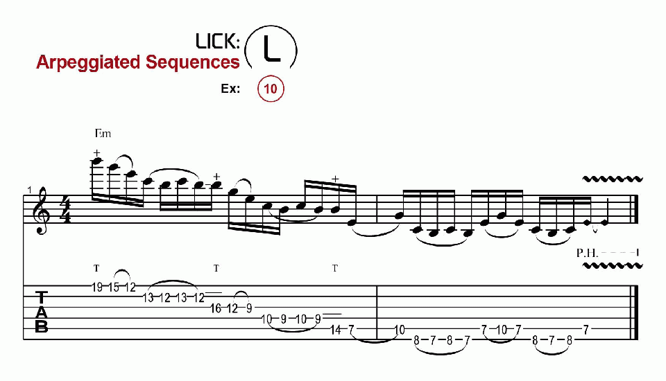 Licks · Arpeggiated Sequences · Ex. 10