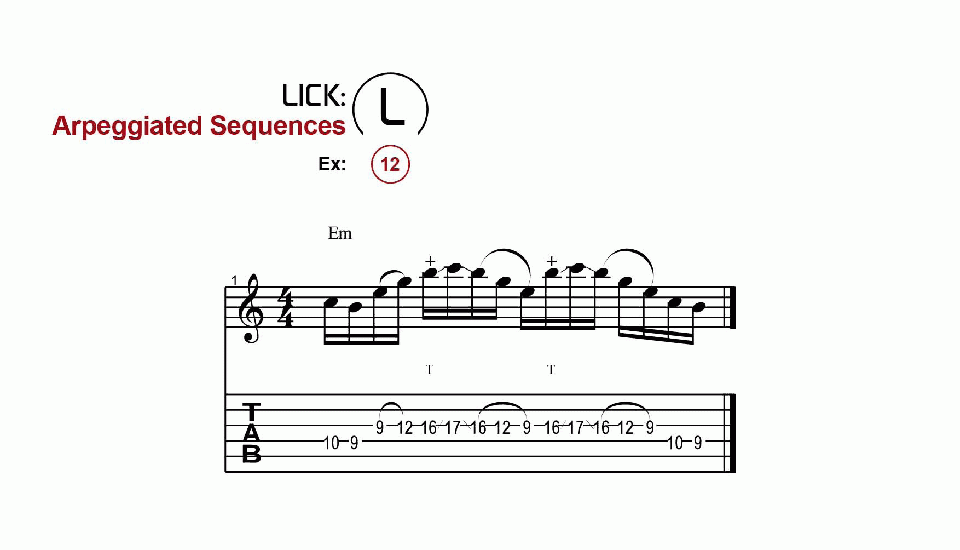 Licks · Arpeggiated Sequences · Ex. 12