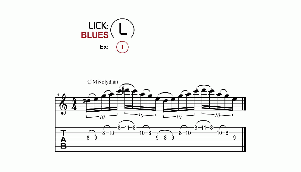 Licks · Blues · Ex. 01