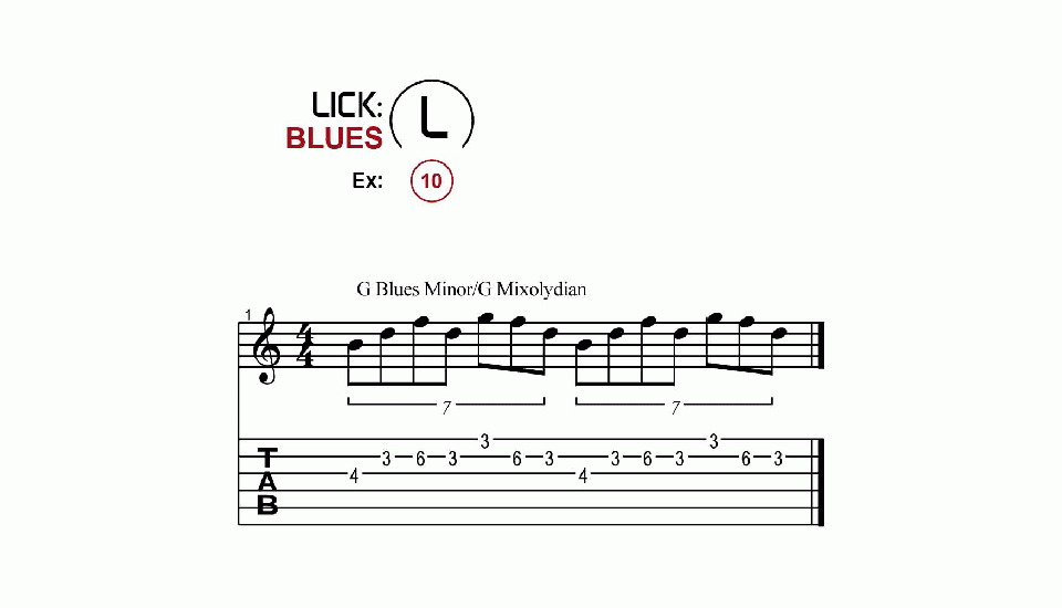 Licks · Blues · Ex. 10