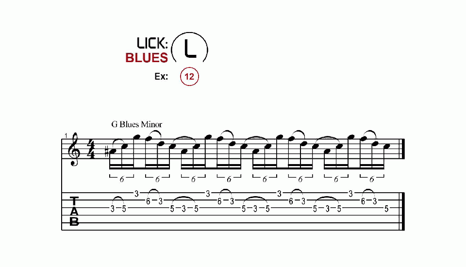 Licks · Blues · Ex. 12