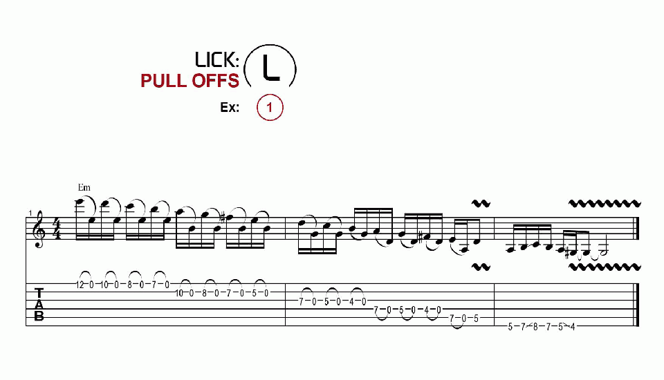 Licks · Pull Offs · Ex. 01