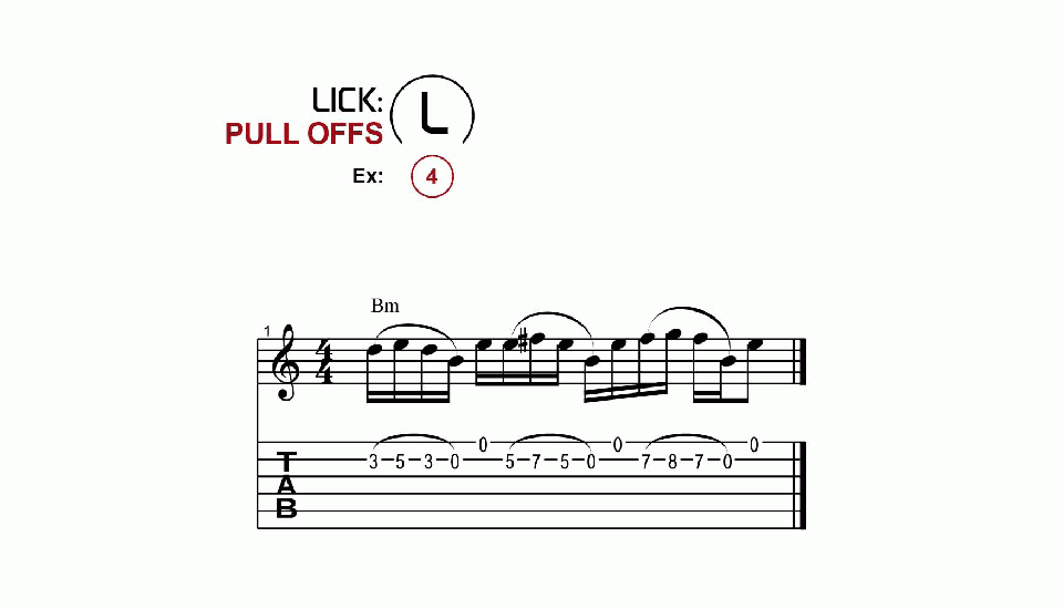 Licks · Pull Offs · Ex. 04