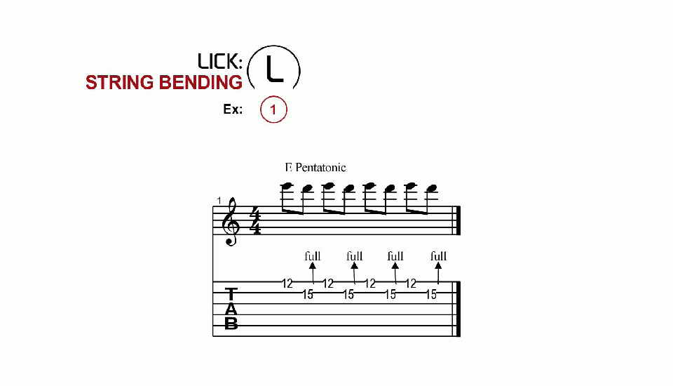 Licks · String Bending · Ex. 01
