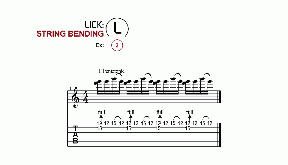 Licks · String Bending · Ex. 02