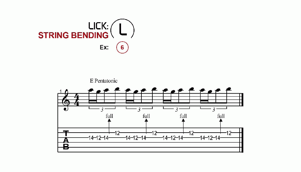 Licks · String Bending · Ex. 06