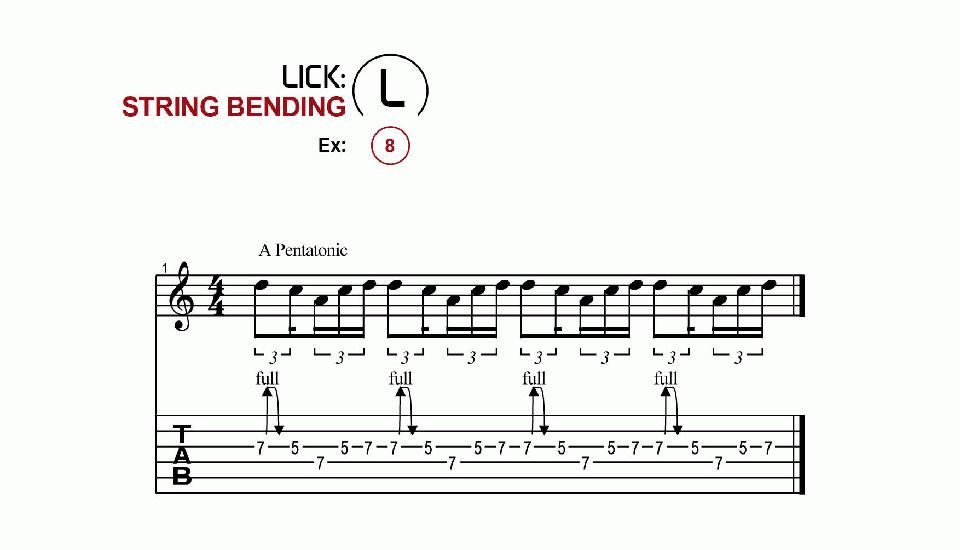 Licks · String Bending · Ex. 08