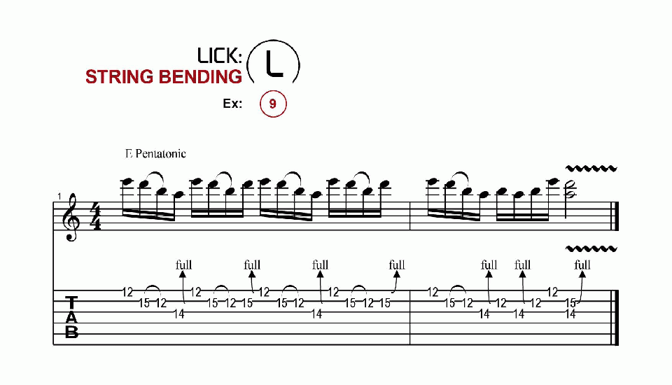 Licks · String Bending · Ex. 09