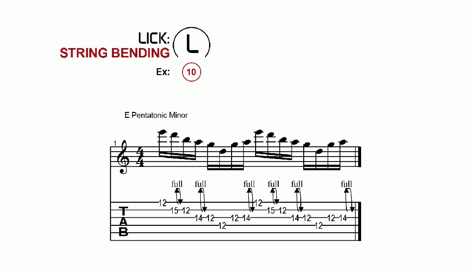 Licks · String Bending · Ex. 10