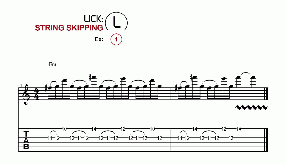 Licks · String Skipping · Ex. 01