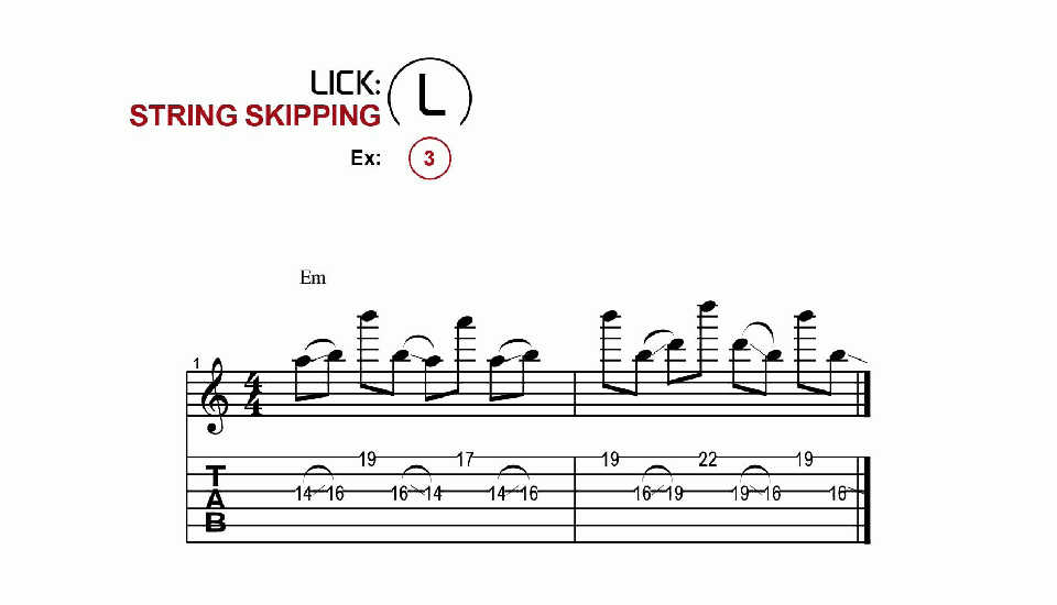 Licks · String Skipping · Ex. 03
