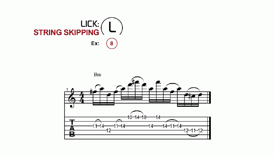 Licks · String Skipping · Ex. 08
