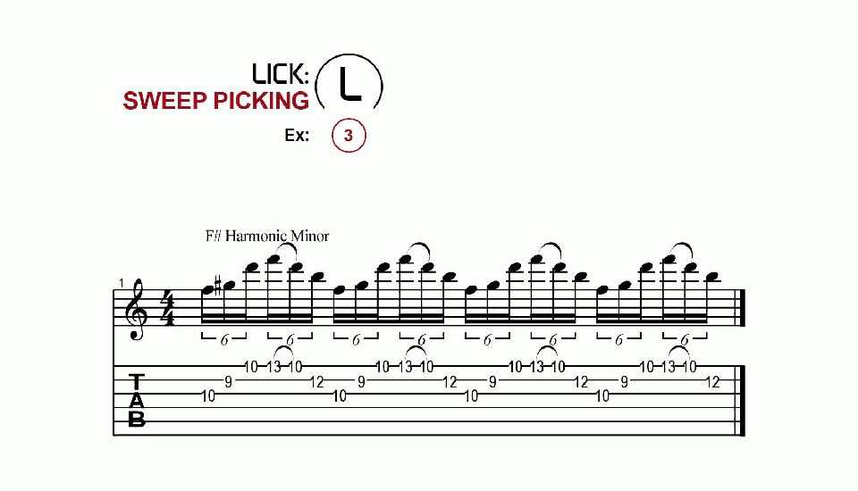 Licks · Sweep Picking · Ex. 03