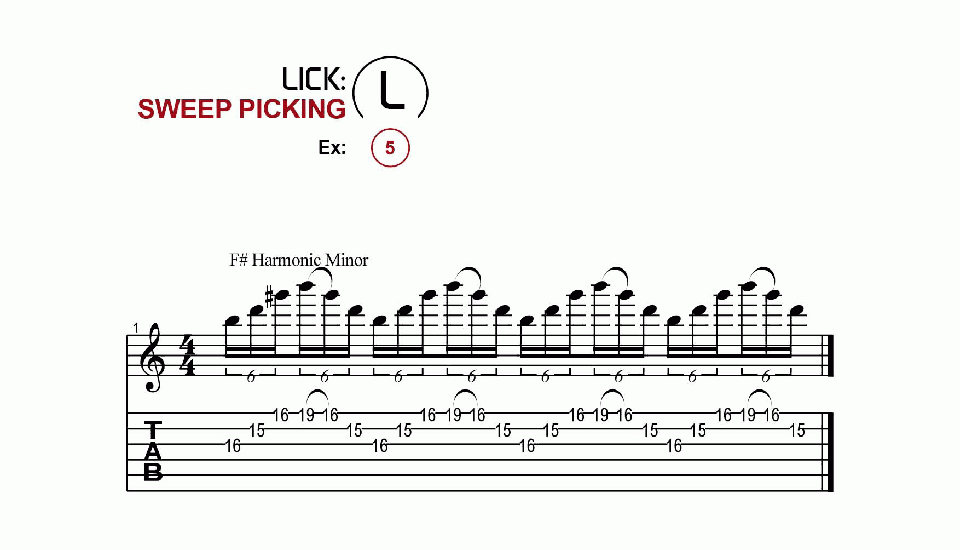 Licks · Sweep Picking · Ex. 05