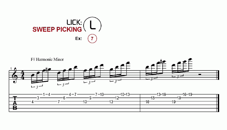 Licks · Sweep Picking · Ex. 07