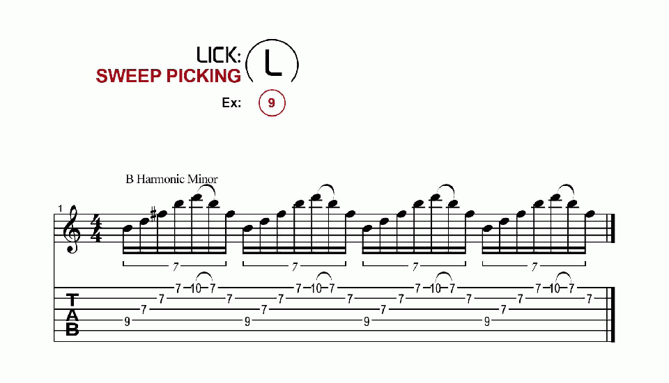 Licks · Sweep Picking · Ex. 09