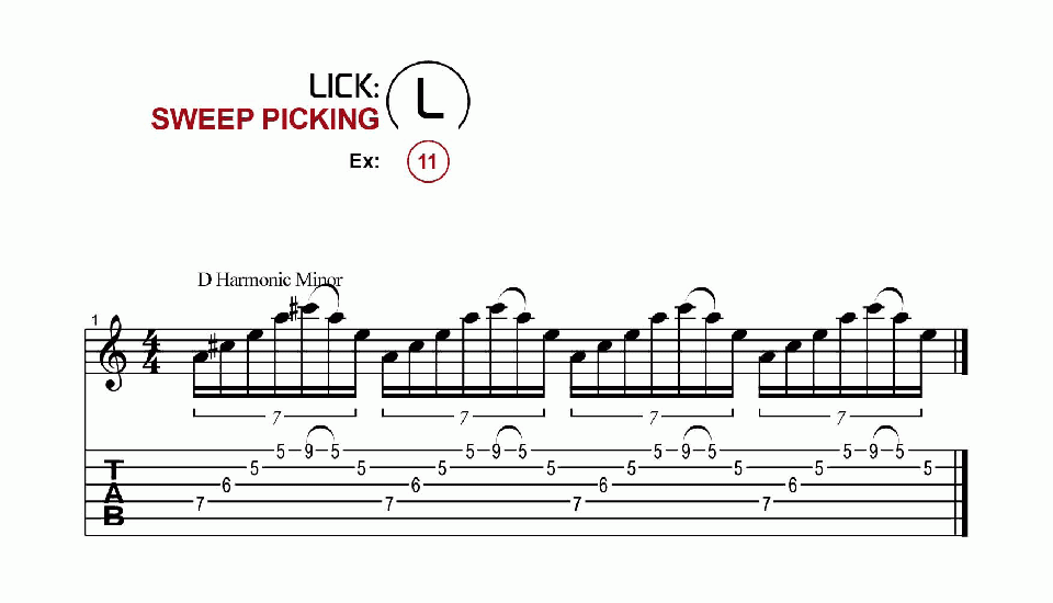 Licks · Sweep Picking · Ex. 11