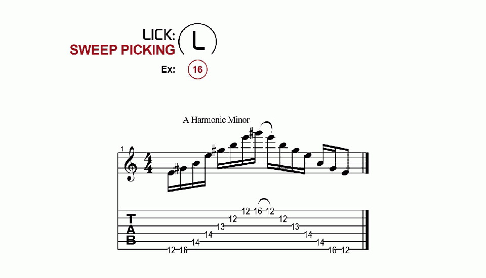 Licks · Sweep Picking · Ex. 16