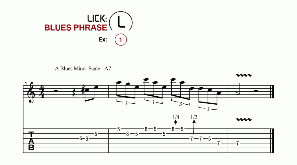 Licks · Blues Phrase · Ex. 01