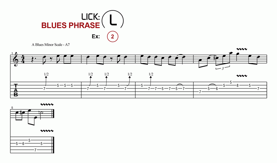 Licks · Blues Phrase · Ex. 02