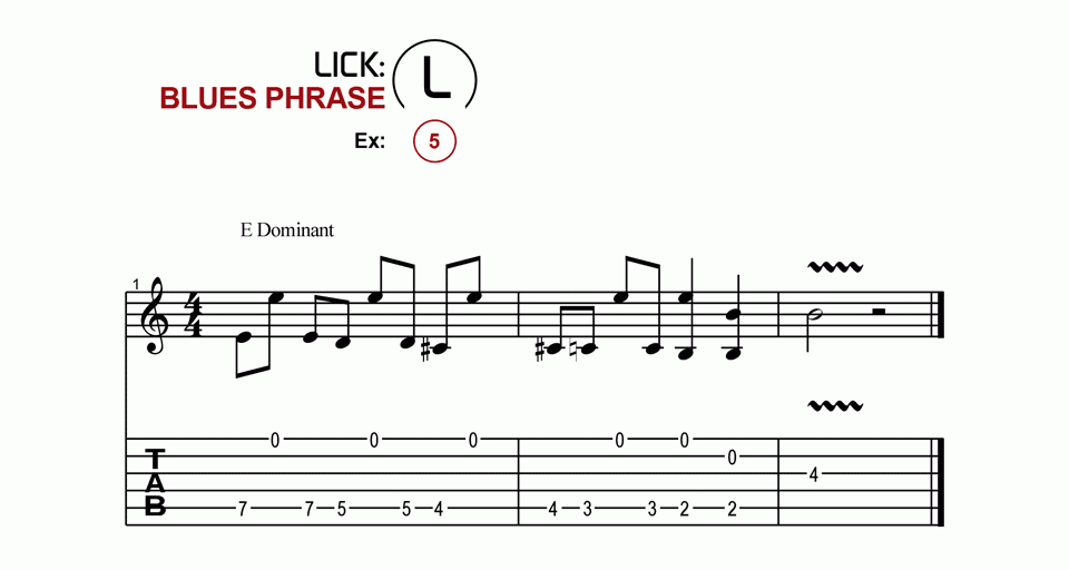 Licks · Blues Phrase · Ex. 05