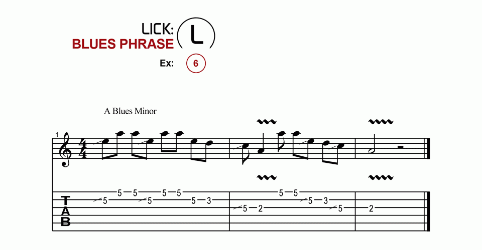Licks · Blues Phrase · Ex. 06