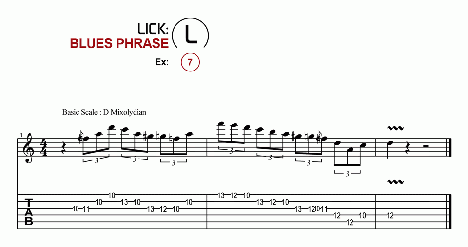 Licks · Blues Phrase · Ex. 07
