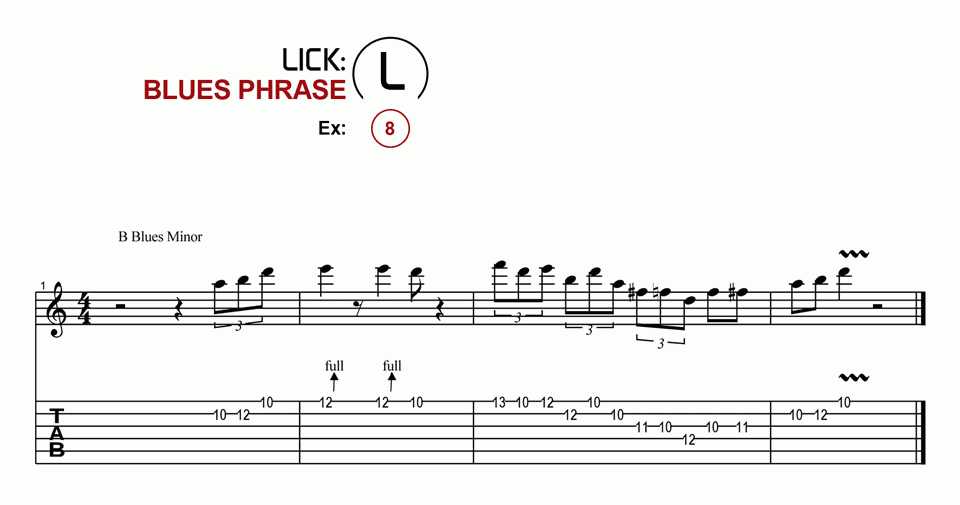 Licks · Blues Phrase · Ex. 08
