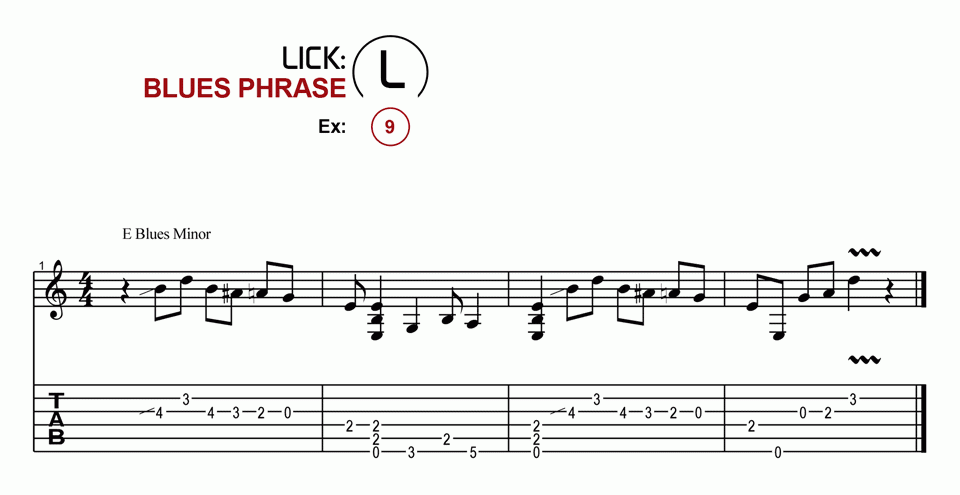 Licks · Blues Phrase · Ex. 09