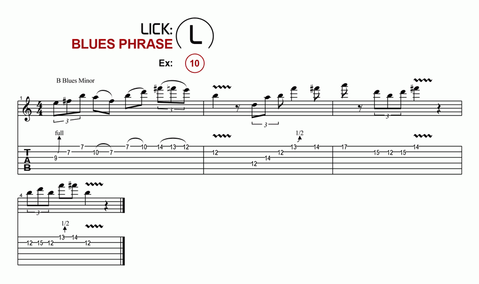 Licks · Blues Phrase · Ex. 10