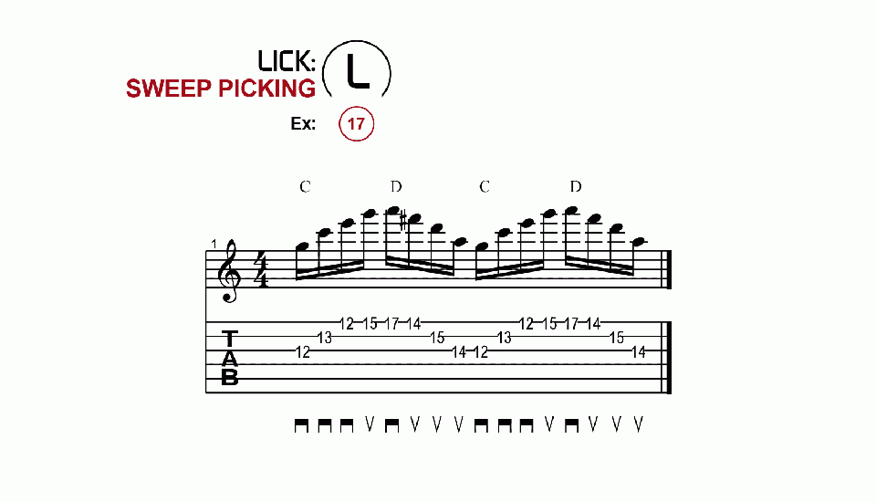 Licks · Sweep Picking · Ex. 17
