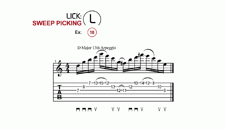 Licks · Sweep Picking · Ex. 18