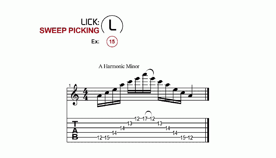 Licks · Sweep Picking · Ex. 15